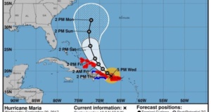 Huracán María se degrada a categoría 2, pero aumentaría su fuerza este jueves