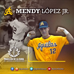Águilas Cibaeñas felicitan a Mendy López Jr. por su elección al Pabellón de la Fama del Deporte Dominicano