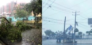 Fuertes vientos de tormenta Isaías derriban árboles, letreros y postes eléctricos en Puerto Plata