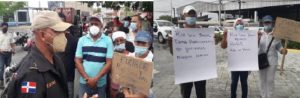 Dirigentes del PRM protestan frente a sucursal del Banco Agrícola en Río San Juan por designación 