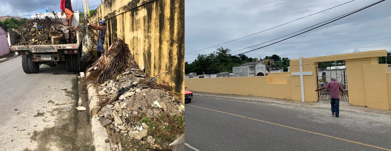 Alcaldía de Río San Juan inicia limpieza y remozamiento del cementerio municipal