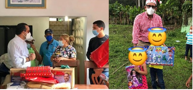 Diputado Cavoli lleva cena Navidad y regalos a comunitarios de María Trinidad Sánchez; visita huérfanos de Río San Juan