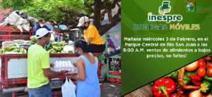 INESPRE con productos a bajos precios hoy miércoles desde las 9:00 AM en el parque municipal de Río San Juan