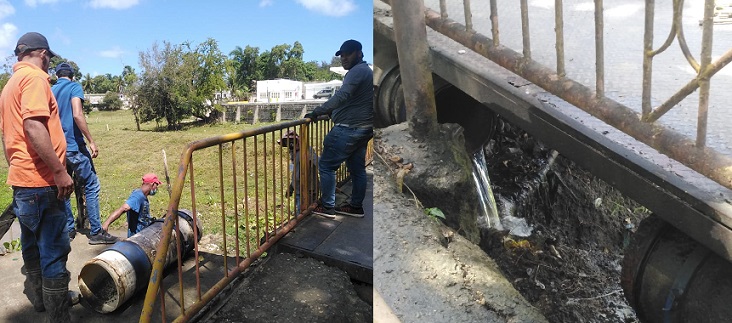 INAPA inicia reparación de avería en tubería debajo del puente peatonal próximo al liceo de Río San Juan