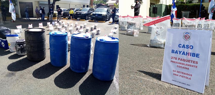 La DNCD y la Armada ocupan 278 paquetes de cocaína en las costas de Bayahíbe y apresan a 4 colombianos