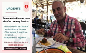 Johnny Santos en estado crítico en clínica La Vega: Solicitan de urgencia plasma postcovid del tipo A o AB para salvarle la vida