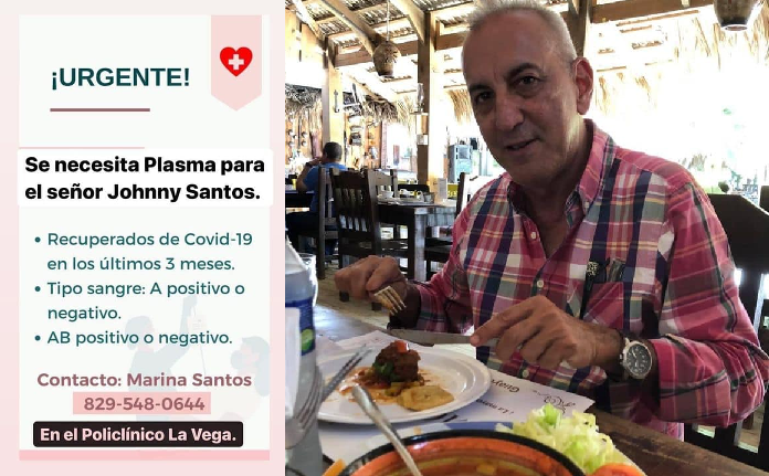Johnny Santos en estado crítico en clínica La Vega: Solicitan de urgencia plasma postcovid del tipo A o AB para salvarle la vida