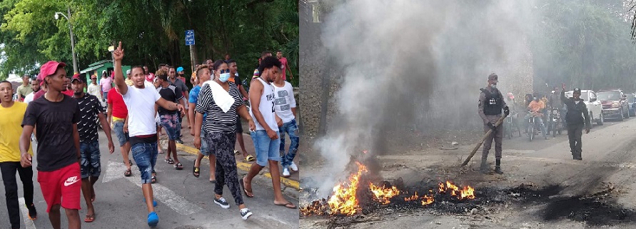 Pescadores de Río San Juan se toman calles, queman gomas, paran tránsito contra veda pez loro y prohibición compresores