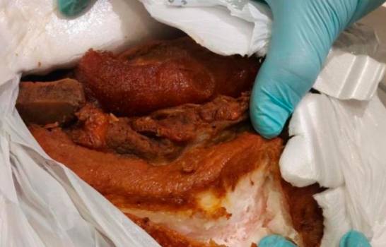 Jijijijijiji! Incautan en aeropuerto de Panamá dos libras de chicharrones y 2 de salami a dominicana llegó como 