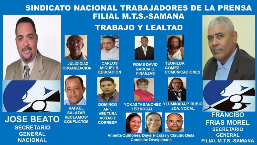 José Beato reelecto a  presidencia Sindicato Trabajadores de la Prensa; Francis Frías, secretario general para MTS y Samaná