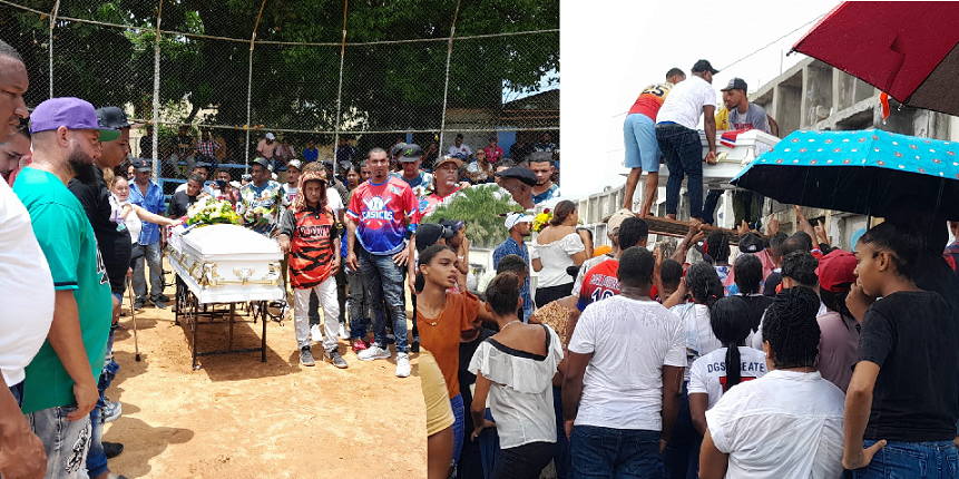Con grandes manifestaciones de solidaridad y dolor sepultan los restos del softbolista Lebrón de Jesús en Río San Juan