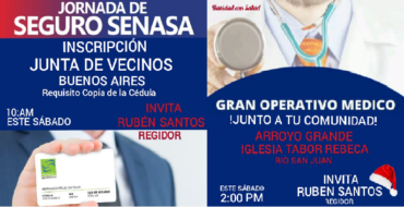 Regidor Rubén Santos llevará jornada de Senasa a Buenos Aires y operativo médico a Arroyo Grande