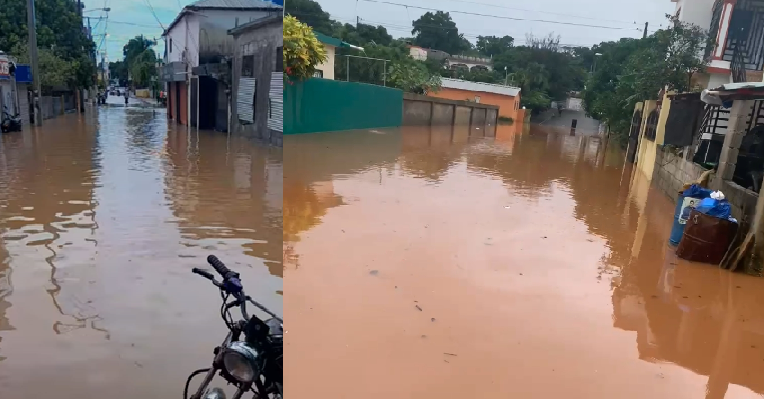 Río San Juan sepultado bajo agua; sus calles parecen lagos que impiden el tránsito de autos y personas