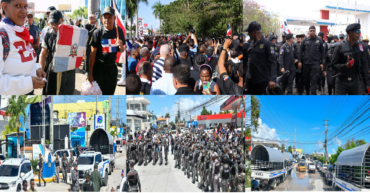 Vamo allá! Con banderas dominicanas, cientos de jóvenes salen del DN hacia una Friusa  acordonada por militares