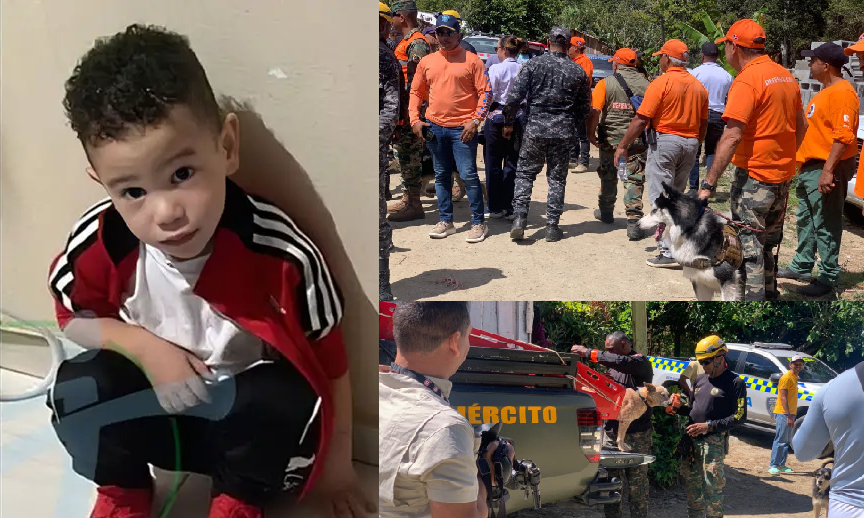 Rastrean con drones y perros amaestrados zona donde desapareció el domingo niño de 3 años en Jacabacoa