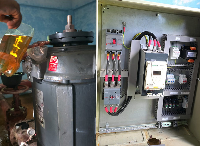 INAPA instala nuevo motor de eje vertical de 75 caballos de fuerza para solucionar problema de agua en Cabrera