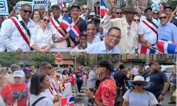 Alcalde Eric Adams se da baño de pueblo durante Desfile Vegano en Alto Manhattan