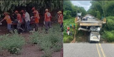 Fallece conductor de camión cayó al río al colapsar puente en Yamasá en momentos transitaba por la vía