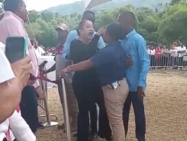 Diputada y miembro equipo seguridad del presidente Abinader se van a los puños y arrañazos en corte de cinta en Altamira
