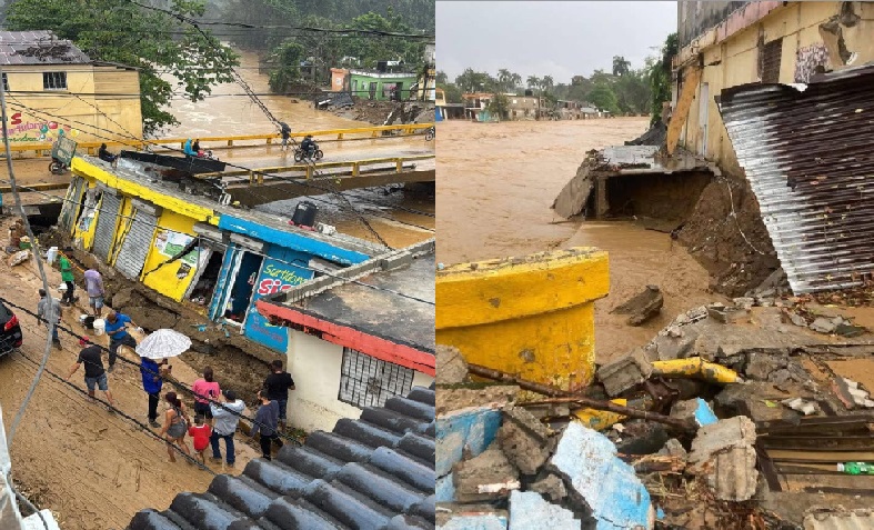 Colapsa Gaspar Hernández! Varios comercios y viviendas se derrumban por las lluvias; se reportan más de 25 refugiados