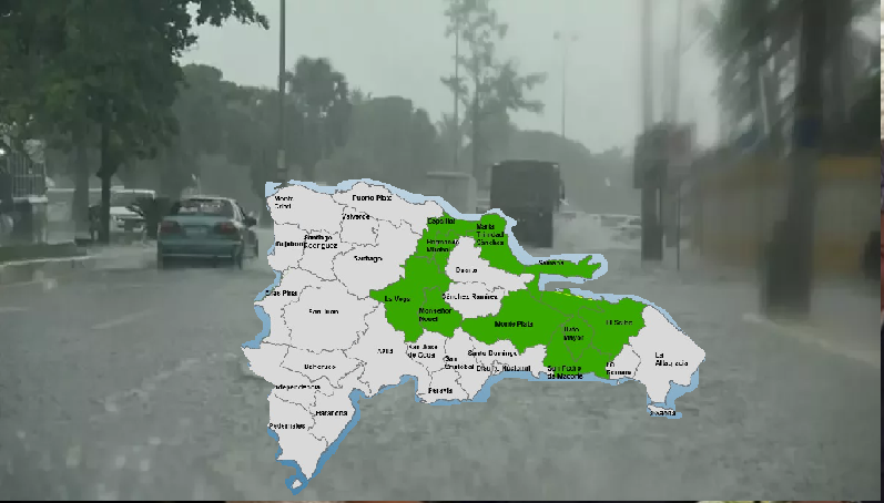 El COE coloca a María Trinidad Sánchez y 11 provincias más bajo alerta por fuertes aguaceros y ráfagas de viento