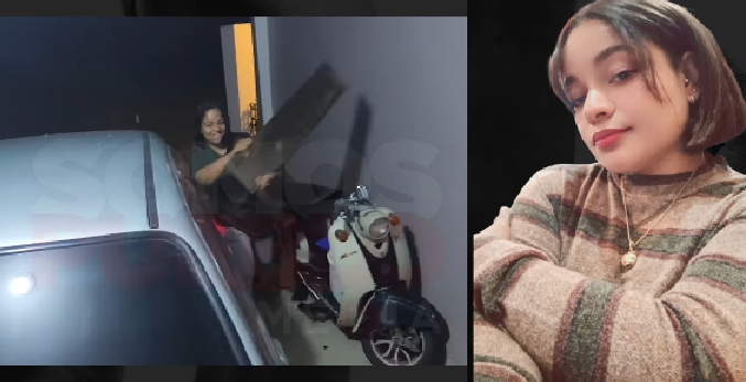 Coge mambo ahora! Apresan mujer captada en video mientras destruía por celos el auto de su expareja en Nagua