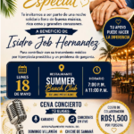 Organizan cena concierto benéfica a favor de Isidro Job Hernández este lunes 18 de mayo en Summer Bar en RSJ