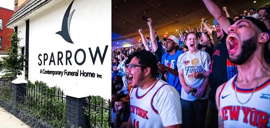 Triunfo Knicks cuarto partido Finales NBA en Madison Square Garden enloqueció neoyorkinos; una funeraria en Brooklyn sirvio de escenario