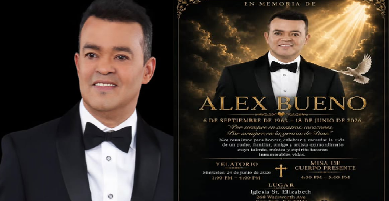 Actos fúnebres del destacado merenguero Alex Bueno inician este miércoles 24 en la ciudad de NY; el próximo lunes 29 llegan a RD