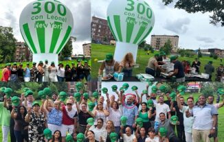 300 con Leonel deslumbra con globo en parque de El Bronx; llaman a dominicanos a sacar su nueva cédula