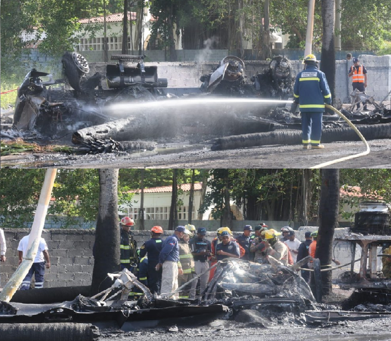 Fallecen dos personas al explotar un camión cisterna cargado de combustibles en la avenida George Washington; hay un herido