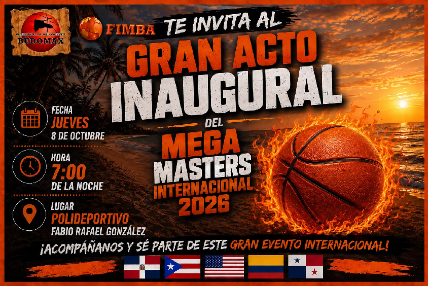 Inicia este jueves 8 de octubre en Puerto Plata el Mega Masters Internacional 2026 de baloncesto